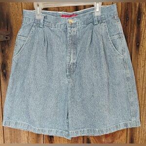Gloria Vanderbilt Light Blue Pinstripe Denim Bermuda Shorts